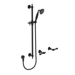 Lillian Lever Rail Shower Set, Matte Black